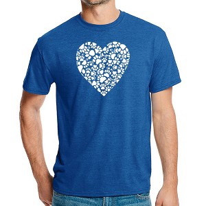 LA Pop Art Men's Premium Blend Word Art T-shirt - Paw Prints Heart - 1 of 4