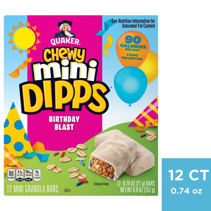 Quaker Chewy Mini Dipps Birthday Bash Bars - 8.4oz/12ct, 6 of 9