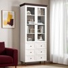 VANIRROR White Display Storage Cabinet, Tall Kitchen Pantry with Glass Door, Adjustable Shelf, Storage Cupboard for Kitchen, Living Room, Dining Room - 2 of 4