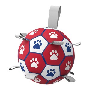 Itopfox Dog Soccer Ball with Straps for Indoor Outdoor Play, Interactive Toy for Tug of War, Perfect Gift for Small Medium Pets - 1 of 4