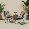 Akoasm Set of 2 Outdoor Dining Chairs with Iron Legs & 2 Cushions-Grey - 3 of 4