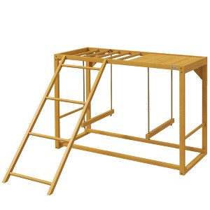 Skyzone Chicken Activity Center with Swing, Platform & Perches - Yellow Fir Wood Coop Toy for - 1 of 4