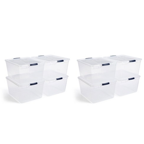 Rubbermaid Cleverstore 71qrt Home/office Clear Plastic Storage Tote With  Latching Lid (4 Pack) : Target