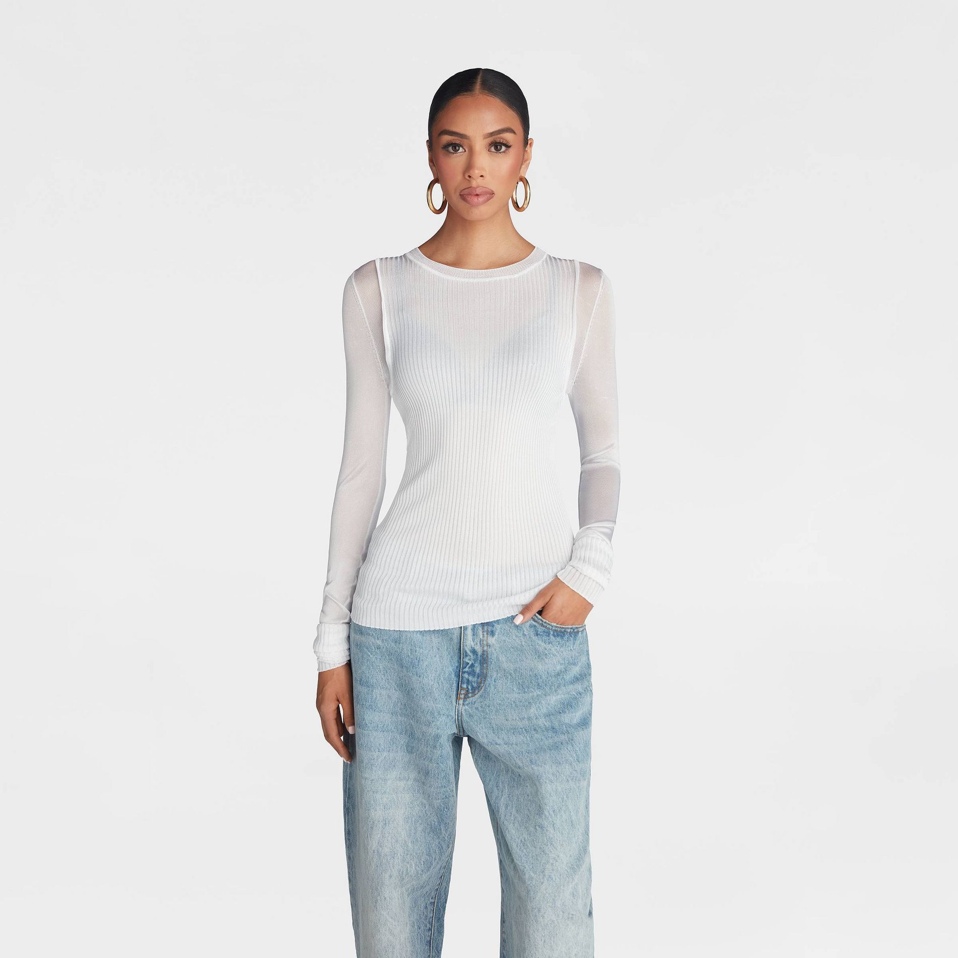 KBB by KAHLANA Women's Long Sleeve 'The Layered Sheer Top'