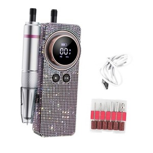 Portable Electric Nail Drill 35000RPM Nails Milling Cutter Wireless Pedicure Grinder Rechargeable Nail Drilling Machine (Silver) - 1 of 4