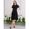 INSPIRE CHIC Women's Elegant A-Line Crew Neck Beaded Decor Short Sleeve Work Cocktail Flare Dress - 3 of 4