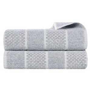 Viscose Cotton Blend Medium Weight Soft Textured Checkered and Ribbed Towel Set by Blue Nile Mills - 1 of 4