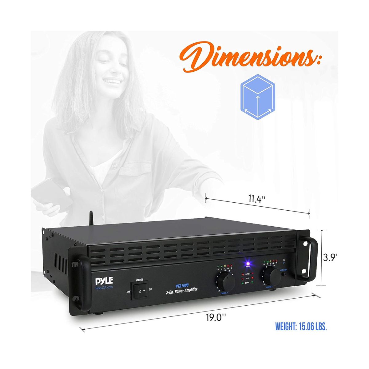 Bluetooth Power Amplifier for Streaming with Dual Speakers, All Devices Compatible, Wireless, Compact Design - thumbnail 4