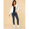 INSPIRE CHIC Women's Autumn Winter Cropped Notch Lapel Faux Fur Fluffy Jacket - 3 of 4