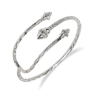 Better Jewelry, Tri Tip 925 Solid Sterling Silver West Indian Bangle with Ridged Arrow Taj Mahal Ends, three tips, 1 piece - 1 of 2
