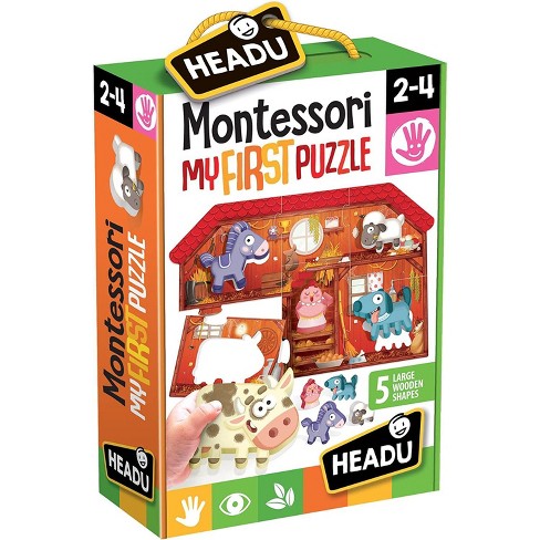 Headu Montessori First Puzzle: The Farm, Ages 2-4, 6-Piece Puzzle with 6 Wooden Animals - image 1 of 4