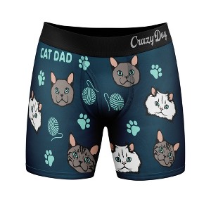 Mens Cat Dad Boxers Funny Cute Kitten Lovers Paw Graphic Novelty Underwear For Guys - Crazy Dog Boxer Briefs - 1 of 4