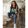 Deux par Deux Girl Jeans Blue Denim with Frayed Hems and Floral Embroideries - 2 of 4