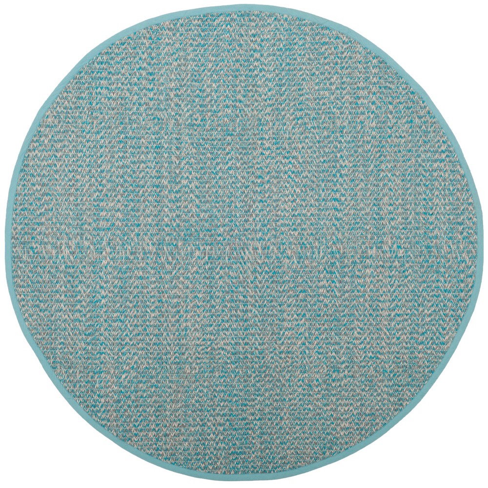 6' Solid Woven Round Area Rug Turquoise - Safavieh