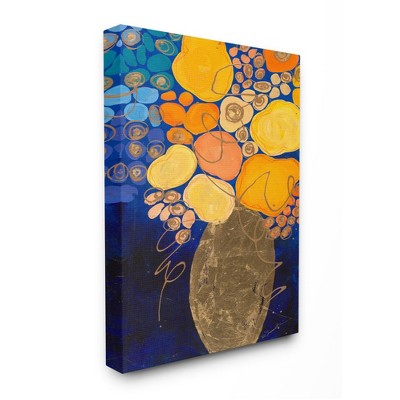 Stupell Industries Summer Floral Abstract Blue Orange Yellow