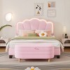 2-Pieces Bedroom Sets, Full Size Flower-Shaped Upholstered Led Platform Bed, Storage Bench For Organized Spaces-Cuddlewood - 3 of 4