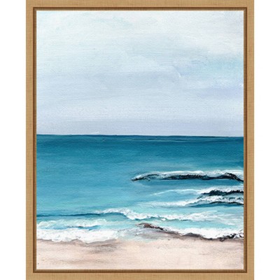 Oceanside View I Scenic Coastal Canvas Print with Maple Frame