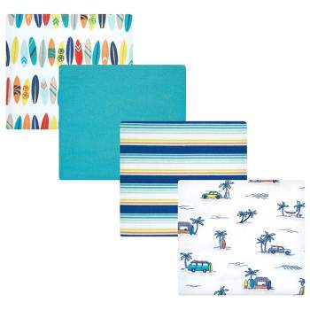 Hudson Baby Infant Boy Cotton Flannel Receiving Blankets, Surfer Dude, One Size