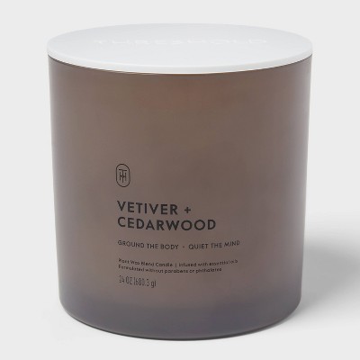 3 Wick Glass Vetiver and Cedarwood Jar Candle 24oz - Threshold™