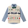 Andy & Evan  Toddler  Beige Sweater Vest, Blue Buttondown & Green Pant Set - 3 of 4