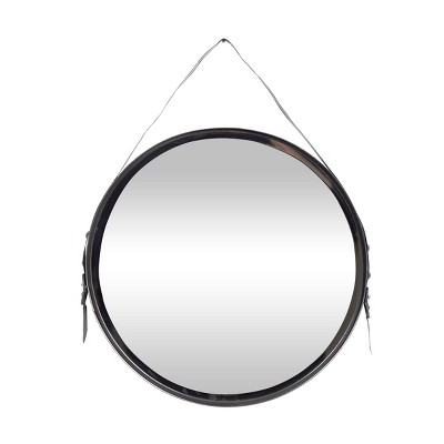 Industrial Metal Round Decorative Wall Mirror Black - Olivia & May