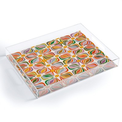 evamatise Abstract Flowers Summer Holiday 15.5" x 12" Acrylic Tray - Deny Designs