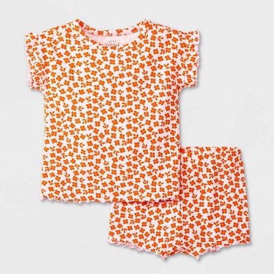 Image of Baby Girls' Ruffle Ribbed Top & Bottom Set - Cat & Jack™ Light Pink Newborn