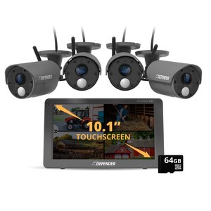 PHOENIXHD Non-WiFi Plug-in Power Security System with 10.1” HD Monitor & 4 Cameras - 1 of 4