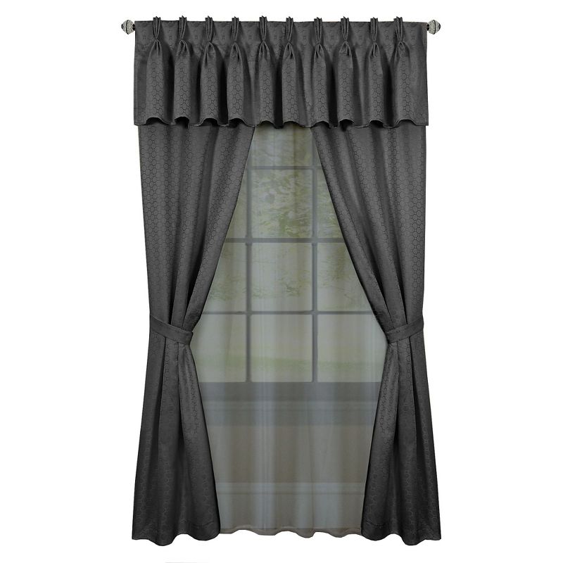 Kate Aurora Complete 6 Piece Attached Custom Jacquard & Sheer Window Curtain Set, 2 of 4