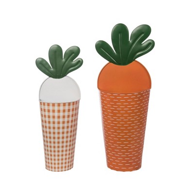 Transpac Metal Carrot Tins Set of 2 Home Decorations Easter