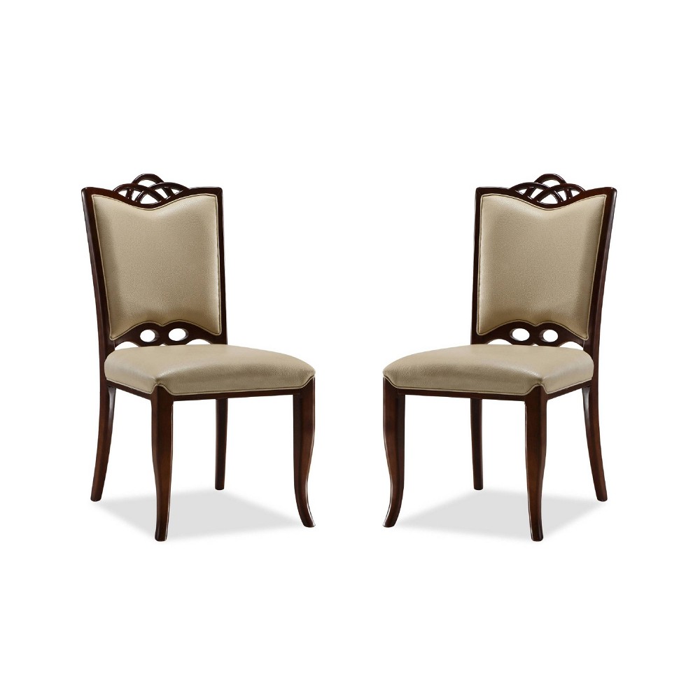 Photos - Chair Set of 2 Regent Faux Leather Dining  Cream - Manhattan Comfort