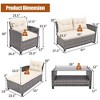 Tangkula 4PCS Rattan Patio Conversation Furniture Set Outdoor Sectional Sofa Set White - 2 of 4