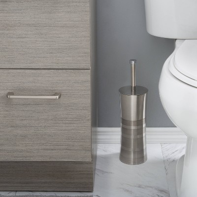 Stainless Steel Two-Tone Toilet Brush and Holder Set