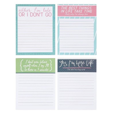 Paper Junkie 4-Pack To Do List Notepads Memo Pads with Funny Quotes, 4 x 5.2 in