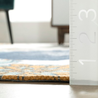 Handmade Octopus Floral Cotton Area Rug, 7'6" x 9'6", Multicolor