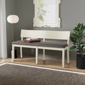 Boraam Capella Beige Faux Leather Dining Height Bench Buttermilk - 1 of 4