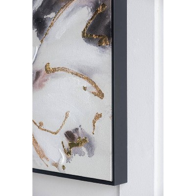 Large White and Gold Floral Canvas Print