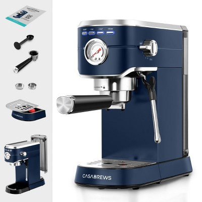 Sapphire Blue Semi-Automatic Espresso Machine with Steam Wand