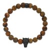 Chisel Stainless Steel Black IP-plated Wolf Head 8.5mm Matte Yellow Tiger's Eye Beaded 7" Stretch Bracelet - 3 of 4