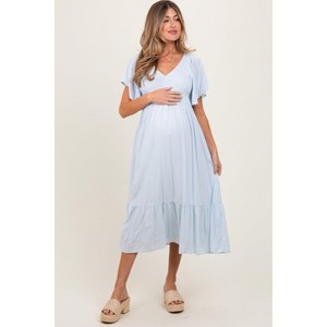 PinkBlush Light Blue Smocked Ruffle Maternity Dress - 1 of 4