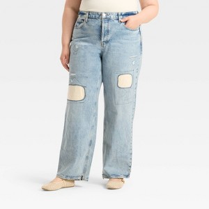Women's Mid-Rise Patchwork 90's Baggy Jeans - Universal Thread™ - 1 of 4