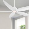 Casa Vieja 60" Lotus Bay Modern Indoor Outdoor Ceiling Fan 5 Blade LED Light Remote Control Matte White Finish Bedroom Patio Living Room Damp Rated - 2 of 4