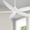 Casa Vieja 60" Lotus Bay Modern Indoor Outdoor Ceiling Fan 5 Blade LED Light Remote Control Matte White Finish Bedroom Patio Living Room Damp Rated - image 2 of 4