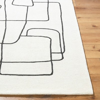 Ivory Geometric Wool 5' x 7' Hand Tufted Area Rug