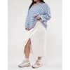 Women's STRIPED SPLIT NECK BACK BUTTON KNIT TOP - PLUS - Blu Pepper - 3 of 3