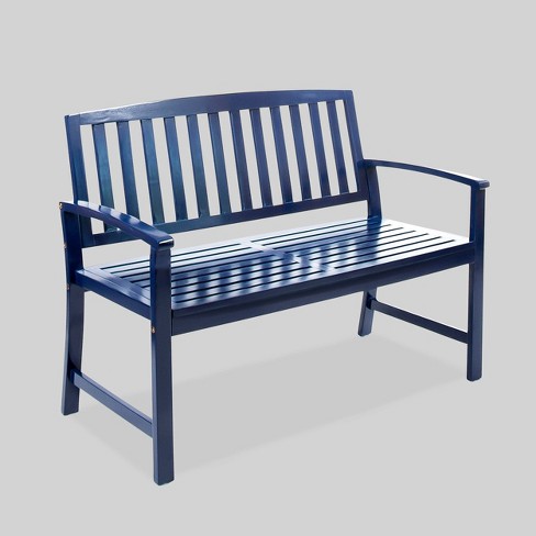 Loja Acacia Wood Patio Bench - Navy - Christopher Knight Home : Target