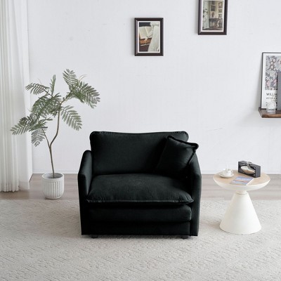 NicBex Couches for Living Room Modern Accent Chair with Ottoman Chenille Upholstered Armchair 1 Seater Reading Chair for Bedroom, Black