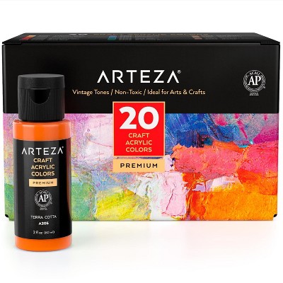 Arteza Acrylic Craft Paint Art Supply Set, 60ml Bottles, Vintage Colors - 20 Pack (ARTZ-3472)