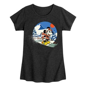 Girls' - Disney - Minnie Ski Fitted Short Sleeve Graphic T-Shirt - 1 of 4