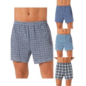 INSPIRE CHIC Men's 3 Pack Classic Plaid Pattern Boxer Shorts - 1 of 4